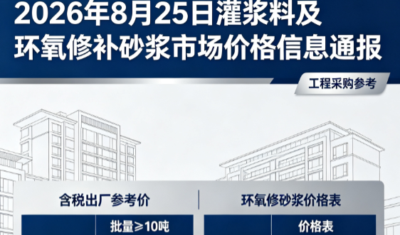株洲2026年8月25日灌浆料及环氧修补砂浆市场价格信息通报